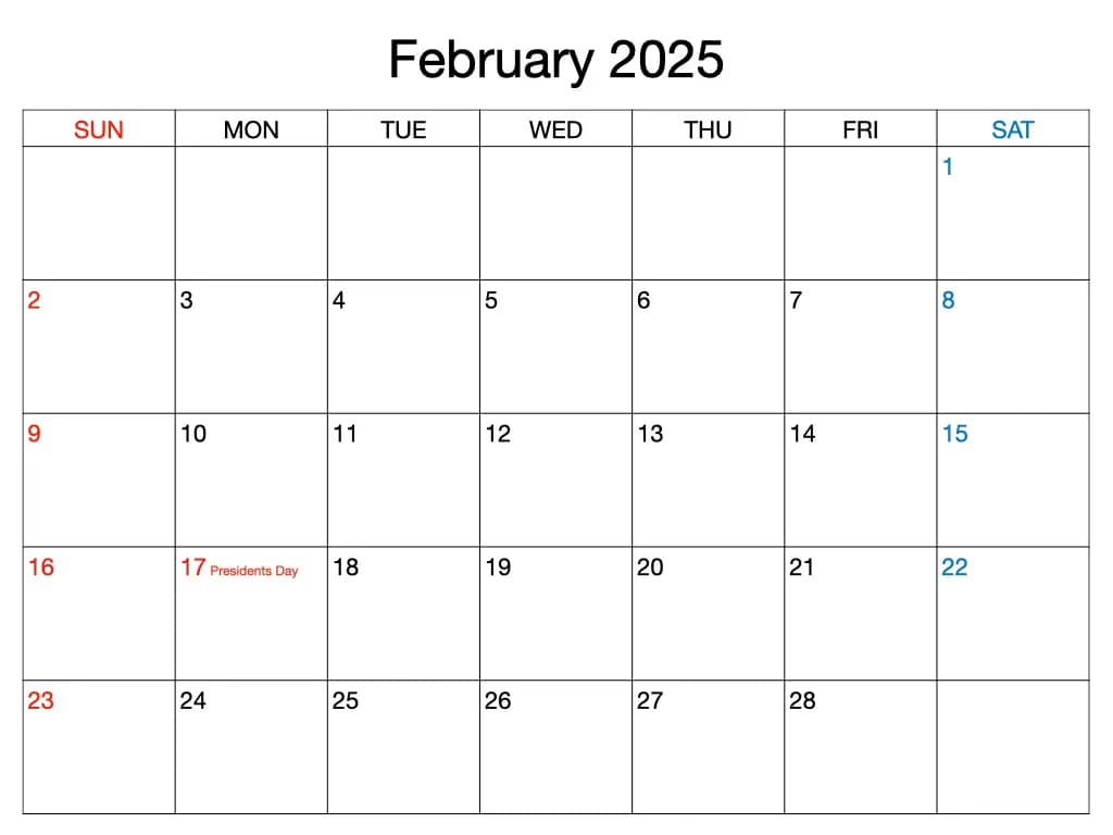 February 2025 Calendar